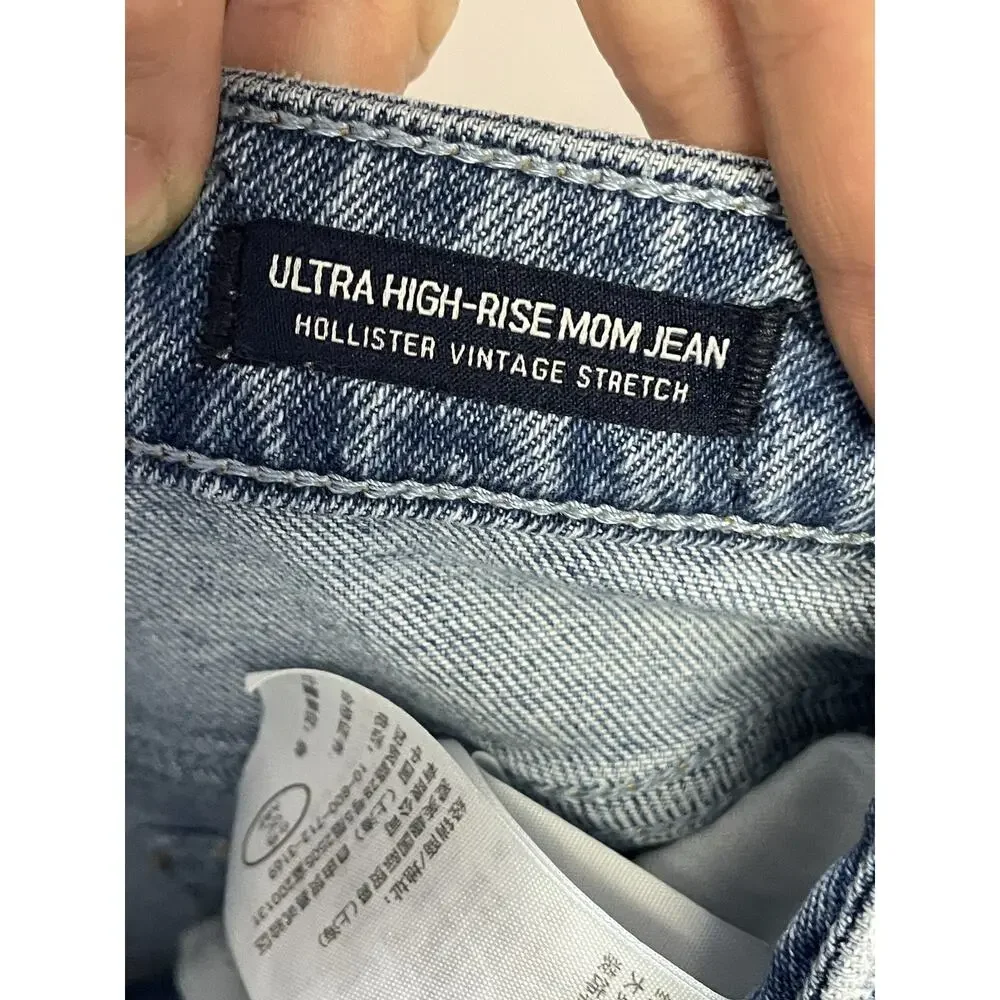 Hollister Womens 24‎ Blue Ultra High-Rise Mom Jean Vintage Stretch Denim W24 L27